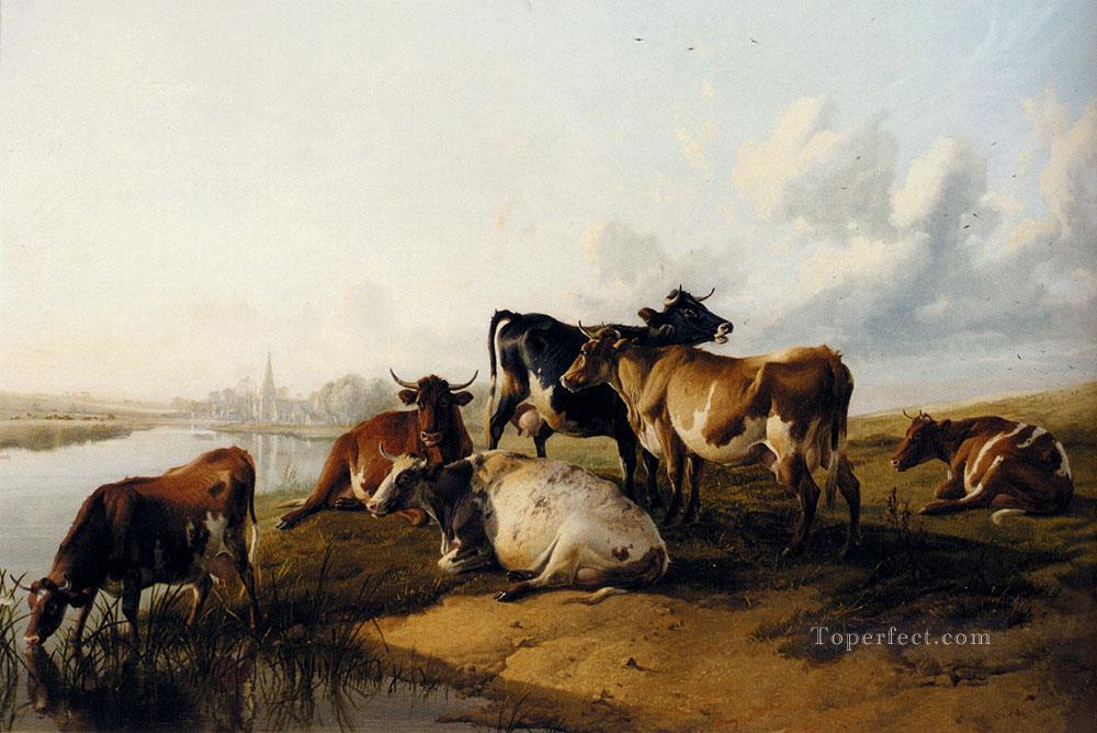The Church Meadows farm animals cattle Thomas Sidney Cooper Oil Paintings
